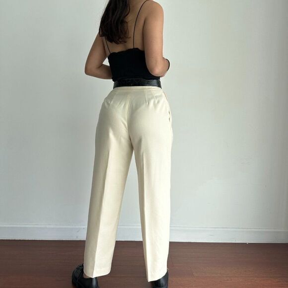 Vintage high waist 100% wool cream trousers - Picture 3 of 9